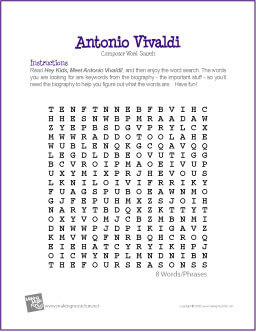 Vivaldi Word Search Worksheet