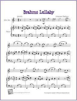 Brahms Lullaby Easy Alto Sax Sheet Music