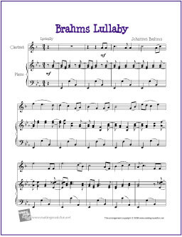 Brahms Lullaby Easy Clarinet Sheet Music