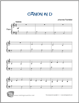 Canon in D Easy Piano Sheet Music