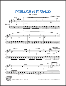 Prelude in E Minor Easy Piano Sheet Music