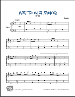 Waltz in A Minor Easy Piano Sheet Music