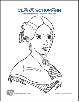 Clara Schumann Composer Coloring Page