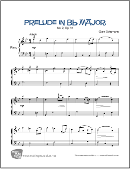 Prelude in B♭ Intermediate Piano Sheet Music