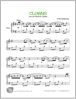 Clowns Easy Piano Sheet Music