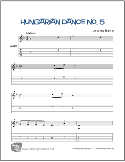 Hungarian Dance No. 5 Beginner Guitar