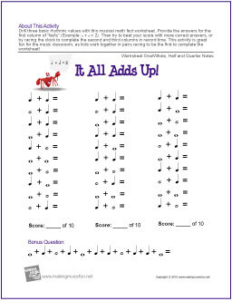 It All Adds Up Rhythm Worksheets