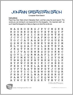 Bach Word Search Worksheet