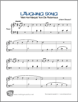 Laughing Song from Die Fledermaus Easy Piano Sheet Music