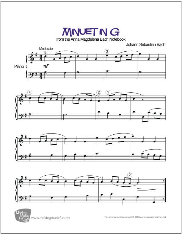 Minuet in G (1) Level 5 Sheet Music