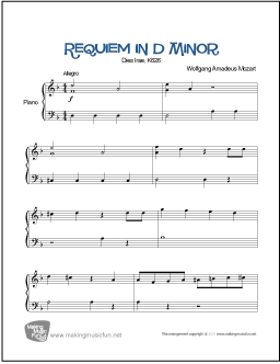 Requiem in D Minor Piano Sheet Music