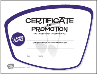 Certificate of Promotion Award (Super Cool!)