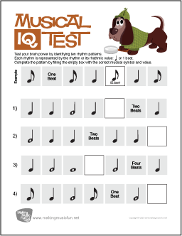 Musical IQ Test | Rhythmic Patterns Worksheet