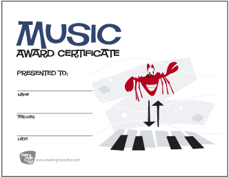 Music Achievement Award (Scooter Playing the Piano)