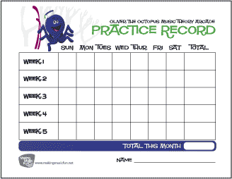 Oliver the Octopus Practice Record