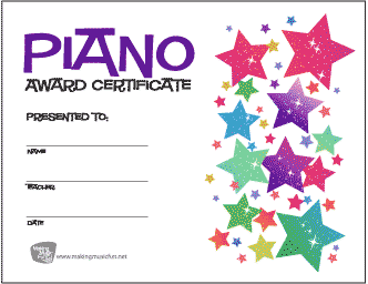 Piano Award Certificate (Stars)