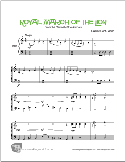 Royal March of the Lion Easy Piano Sheet Music