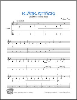 Shark Attack! Beginner Guitar Sheet Music