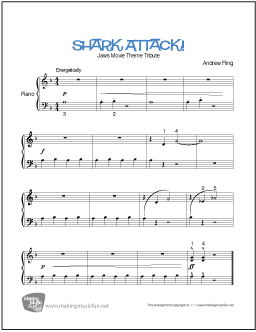 Shark Attack! Beginner Piano Sheet Music