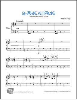 Shark Attack! Easy Piano Sheet Music