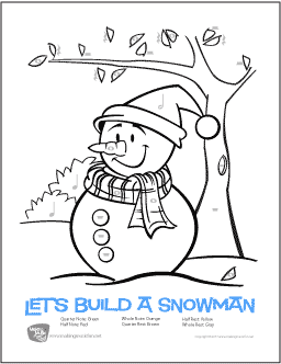 Christmas (Snowman) | Color-by-Rhythm Worksheet