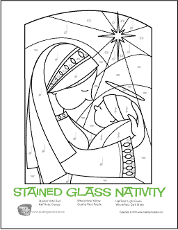 Stained Glass Nativity | Color-by-Rhythm Worksheet