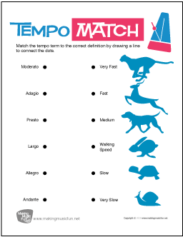 Tempo Match | Tempo Terms Assessment Worksheet