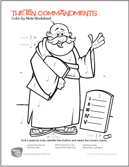 Moses and the Ten Commandments | Color-by-Rhythm Worksheet
