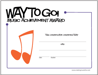 Way To Go! Music Achievement Award (Notes)