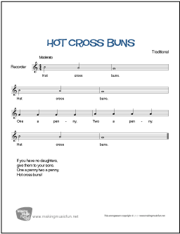 Hot Cross Buns Recorder