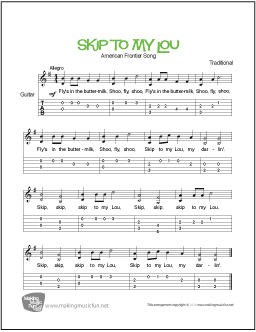 Skip to My Lou Guitar Sheet Music