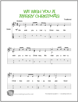 We Wish You a Merry Christmas Guitar Sheet Music